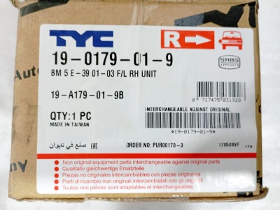 Фара противотуманная правая BMW 5 E39 TYC  E39 19-0179-01-9